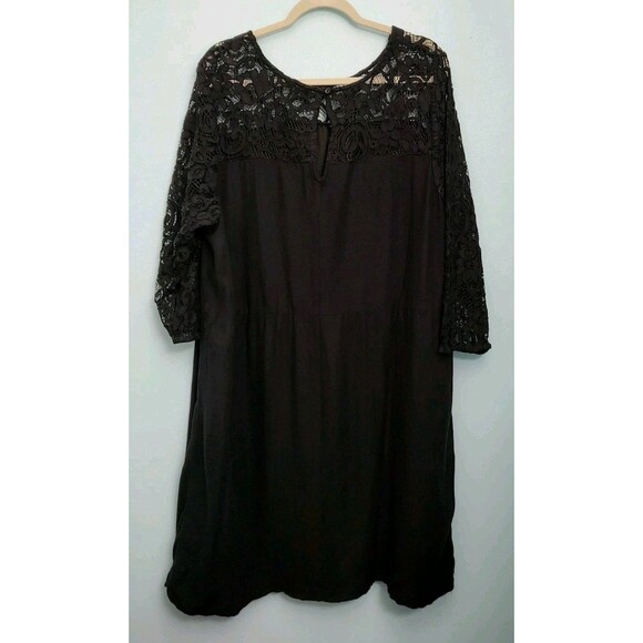 NWT OLD NAVY Dress Womens 3X Plus Size Black Lace Keyhole Back 3/4 Sleeve Shift - Picture 6 of 9